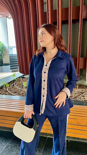 Lyla Blue Suede Coord Set